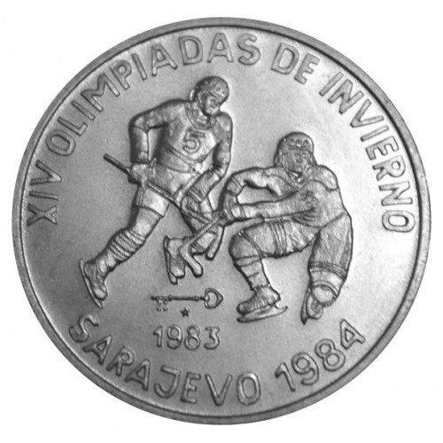 1 peso , Cuba (XIV Jocs Olímpics d'hivern, Sarajevo 1984 - Hoquei sobre gel)