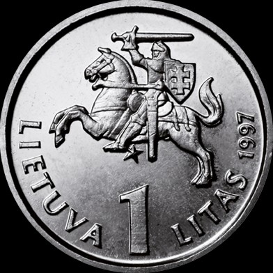 1 Litas , Litauen  (75 Jahre Bank von Litauen)