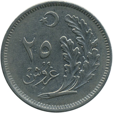25 kurus , Turecko (Nickel /gray color/)