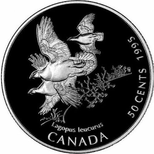 50 سنت , کانادا (Birds of Canada - White-tailed Ptarmigans /Lagopus leucurus/)