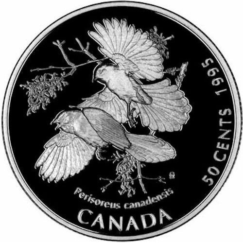 50 سنت , کانادا (Birds of Canada - Gray Jays /Perisoreus canadensis/)