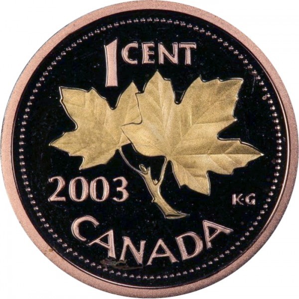 1 سنت , کانادا (Gold Plated Maple Leaf)