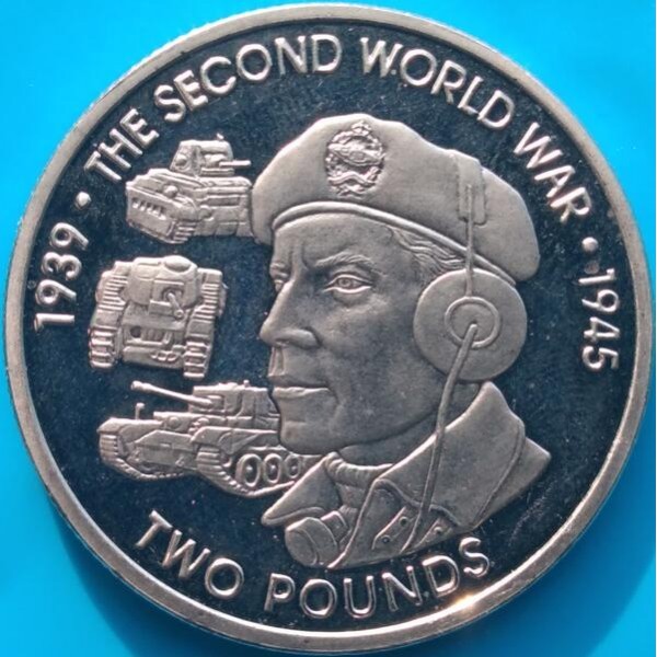 2 Pfund , Britisches Territorium im Indischen Ozean (80. Jahrestag - Beginn des Zweiten Weltkriegs /Tankman/)