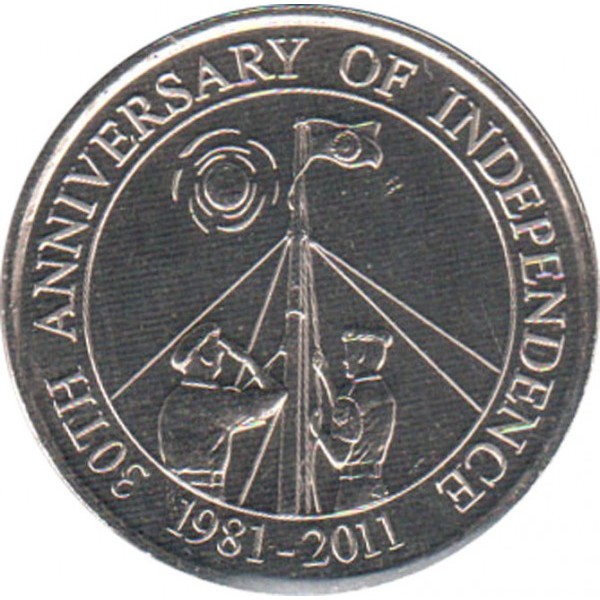 2 dollars , Belize (30è aniversari de la Independència)