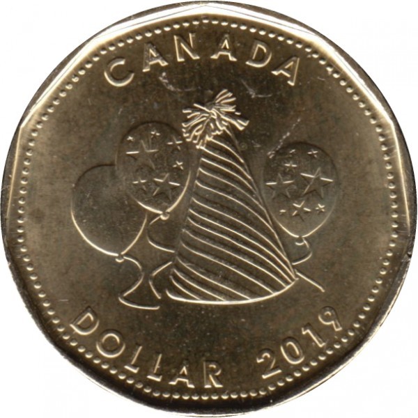 1 dollar , Canadà (Aniversari - Tres boles i tapa)