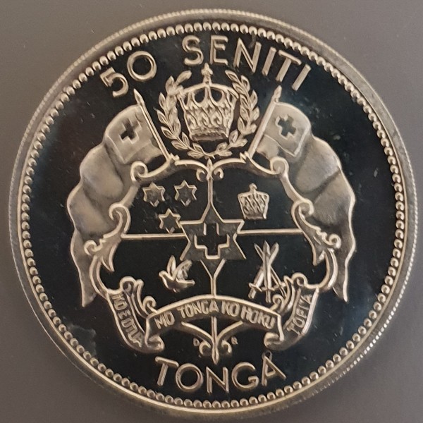 50 分1967 - Tāufaʻāhau Tupou IV /With counterstamp/, 汤加