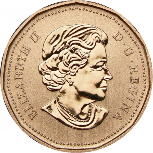 1 dollar , Canadà (25è aniversari - Moneda "LOONIE" d'un dòlar /Cabussó i dues cries/)
