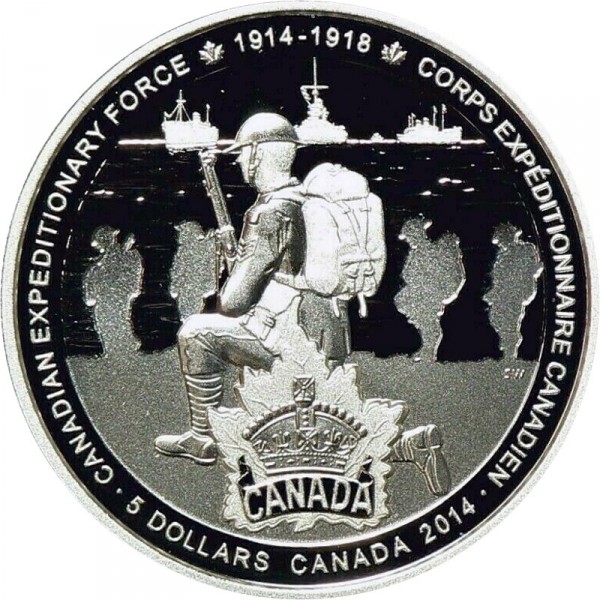 5 dollars , Canada (100th Anniversary of the First World War - Canadian Expeditionary Force)