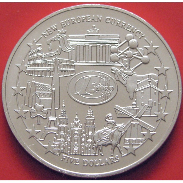 5 dollars , Libéria (Nouvelle monnaie européenne / diamètre 33mm /)