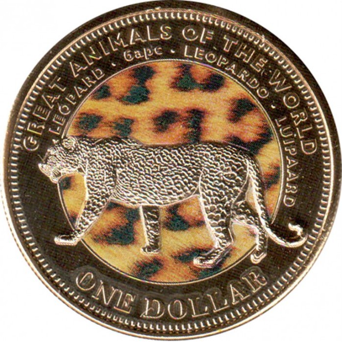 1 dollár , Fidzsi-szigetek (a Föld nagyszerű állatai - Párduc /aranyozott/)