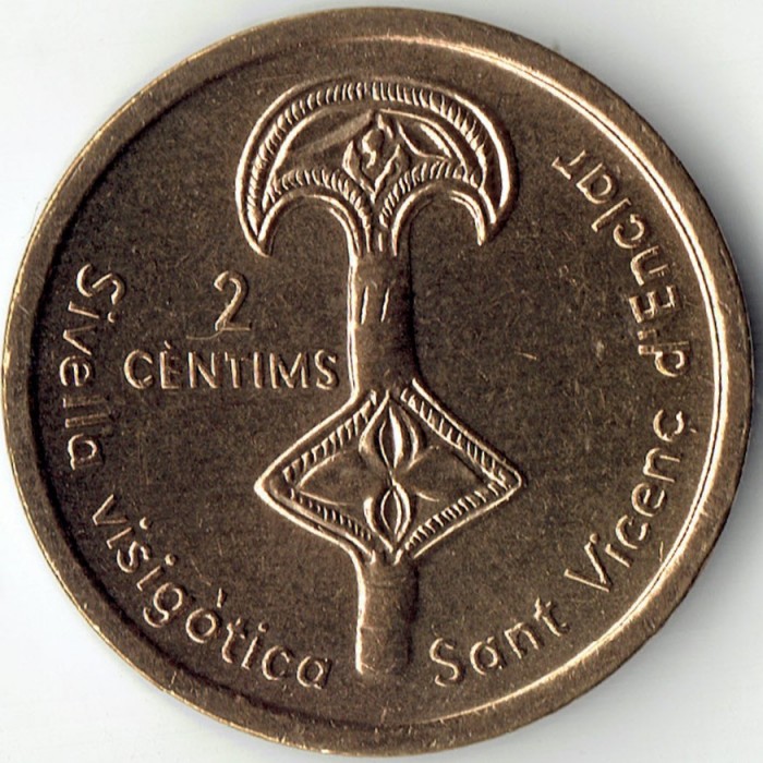 2 cèntims , Andorra (Sivella visigòtica - Sant Vicenç d'Enclor)