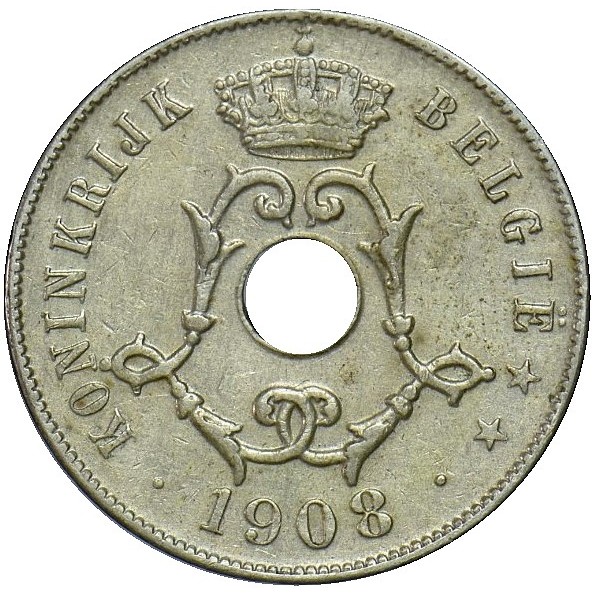 25 生丁 , 比利時 (Legend in Dutch - 'BELGIË')