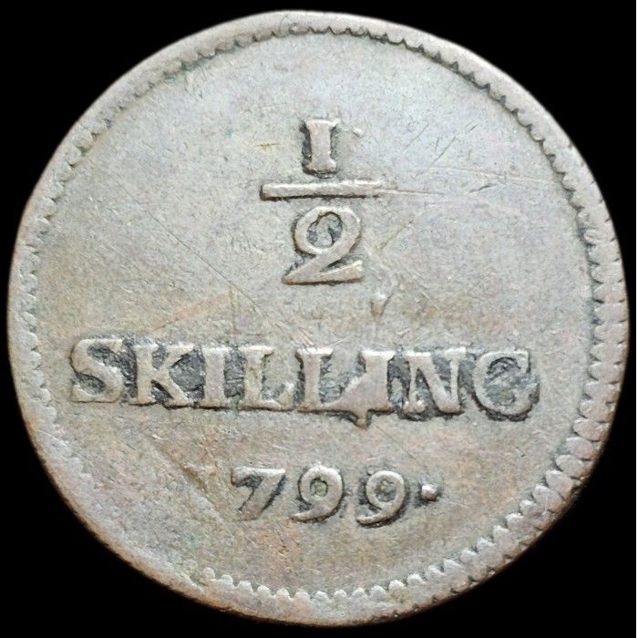 1/2 skilling 1799-1802 - Gustav IV Adolf, Sweden