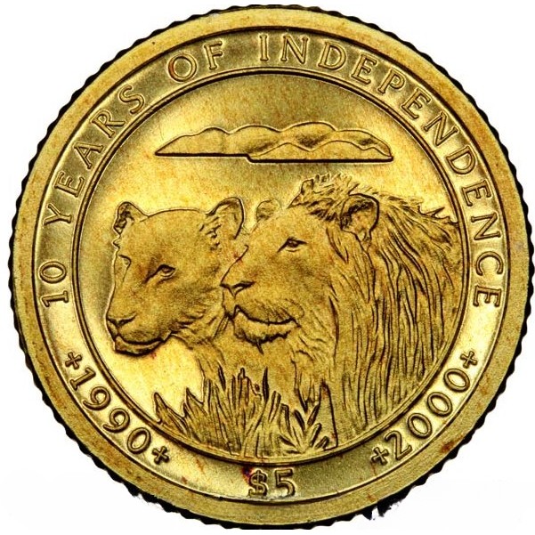 5 Dolar , Namibya (10th Anniversary of Independence)