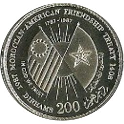 200 dirham , Marroc (200è aniversari - Tractat d'Amistat amb els Estats Units d'Amèrica)