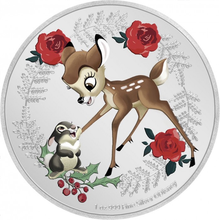2 dólares , Niuê (Disney - Bambi e Tambor)