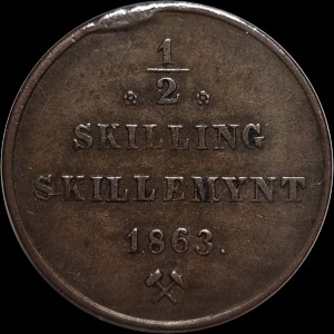 Norwegen  ½ Skilling - Reverse