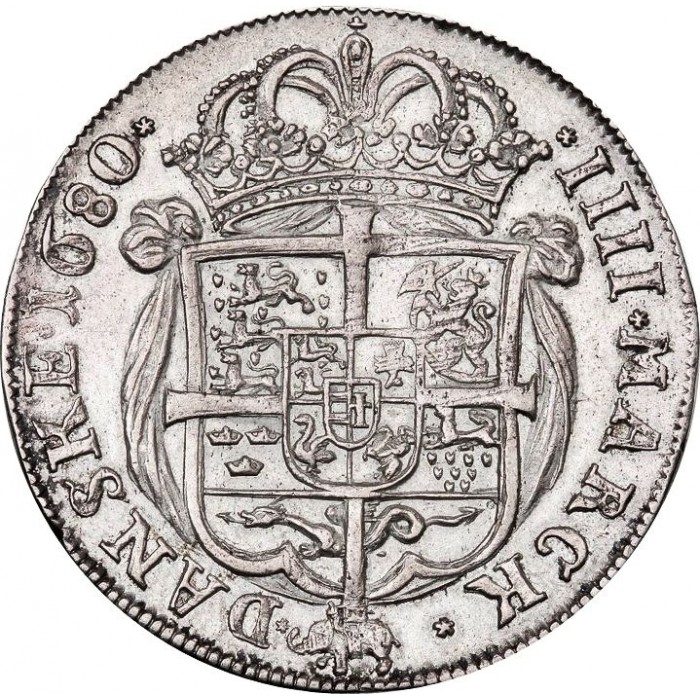 1 koruna , Dánsko (Bust of Christian V on pedestal on obverse)