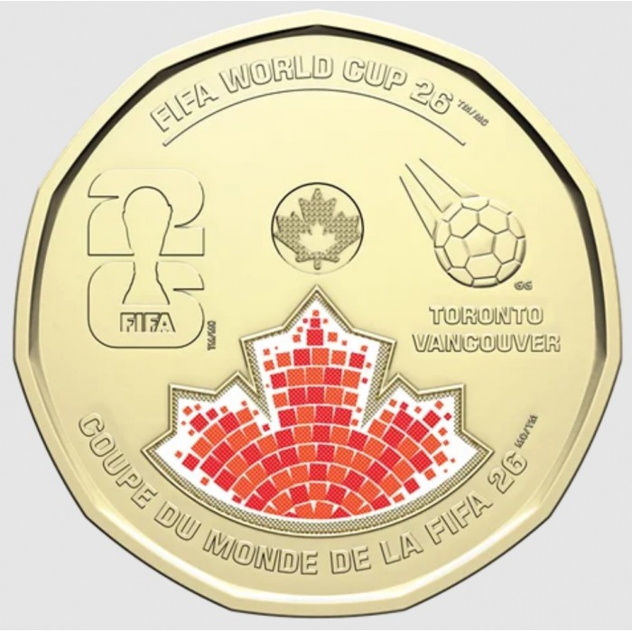 1 dólar , Canadá (Copa do Mundo da FIFA 2026, Colorido)